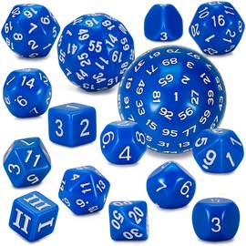 YILAIDA DND Dice Polyhedral Dice Set - 15 Pieces with Bags D3-D100 Dice Polyhedral Dice DND Game Dice for Dungeons and Dragons RPG MTG (Blue and White)