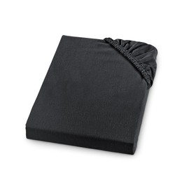 sleepling Flannelette Fitted Sheet, Made in Germany, 100% Cotton, Mattresses up to 23 cm High, All-Round Elastic, Oeko-Tex, Washable at 60 °C, 120 x 200 cm, Black