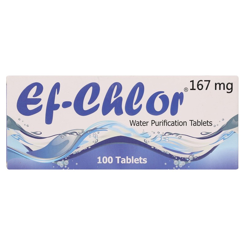 Ef-Chlor Water Purification Tablets, 167mg, 100 Tablets, Treats 20-25L Per