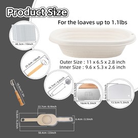 Pulp Banneton Bread Proofing Basket Set 2 11inch Oval Bortform Sourdough Bread Baking Supplies Silicone Baking Mat - 30pcs Disposable Non-woven Liners - Bread Lame - Dough Whisk - Flour Sieve