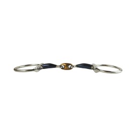 AK Sweat Iron D-Ring Double Jointed Lozenge with Cooper Joint Horse Riding Bits AKRS-2604 (Blue-Silver, 5.00'')