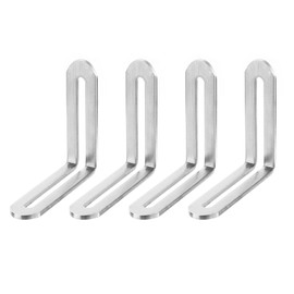 sourcing map Adjustable Corner Code, 4Pcs 48x48mm - Stainless Steel 90-Degree L-Shape Corner Brace, for Fixed Furniture Shelf Bed Table Connector (Silver)