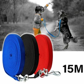 Pet Walk Nylon Rope Dog Puppy Obedience Training Agility Correct Slip Tracking Lead Belt Leash Recall,Play,Safety,Camping (Red) (Black)