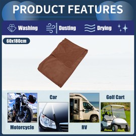 INFINAUTO Cleaning Cloths Towel,Car Drying Plush Cloth Absorbent Microfiber Coffee,1pcs 420g/㎡ 60x180cm