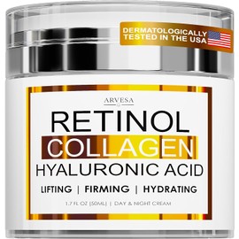 Retinol Cream for Face - Facial Moisturizer with Collagen and Hyaluronic Acid - Anti Aging Face Cream for Women and Men - Day and Night - Wrinkle - Neck & Décolleté