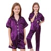 DIPUG Girls Pajamas Set Soft Silk Satin 3 Piece PJs
