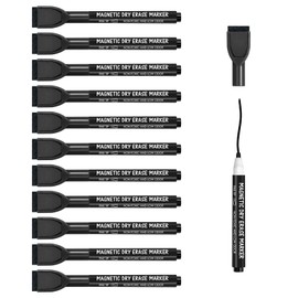 maxtek maxtek Whiteboard Stifte, 12 stücke-Schwarz Magnetische, Trocken Abwischbare Marker, Whiteboard Marker mit Feiner Spitze, Folienstift Abwischbar Geruchsarmer Erase Marker mit Radiergummi