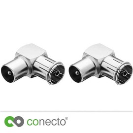 conecto Antenna Adapter 90° Angle Adapter IEC Male to IEC Female Adapter for Connecting IEC Connectors Set of 2