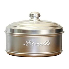 Italo Ottinetti Low Dull Aluminium Canister 16 cm Biscotti, Metallic, One Size