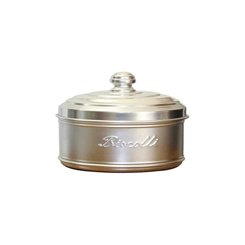 Italo Ottinetti Low Dull Aluminium Canister 16 cm Biscotti, Metallic,