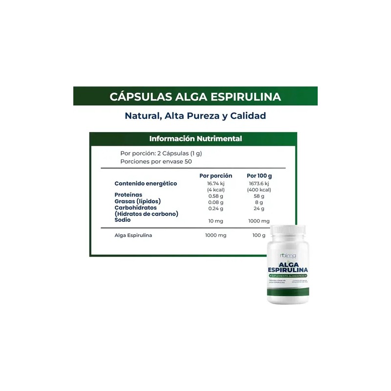 Alga Espirulina Orgánica 500 Mg Pack 3 Frascos Con 100