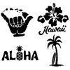 Hawaii Decal 4 Pack: Hang Loose Islands, Hawaii Hibiscus, Aloha