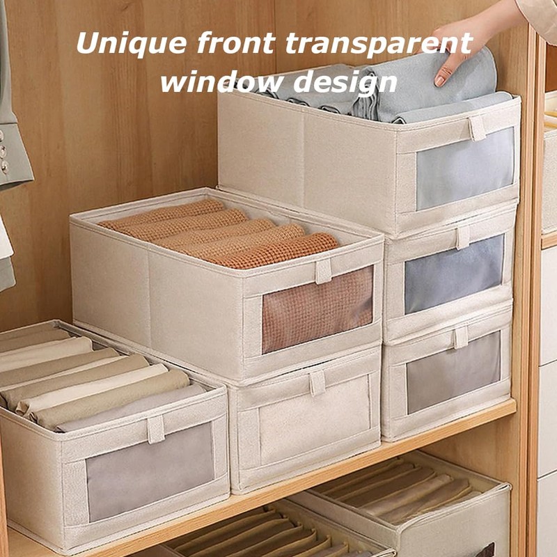 6 Pack Linen Storage Bins, Foldable Storage Boxes, Portable Wardrobe
