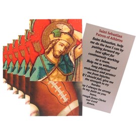 Saint Sebastian Sports Holy Cards Set Prayer for Boys and Girls, Pack of 10