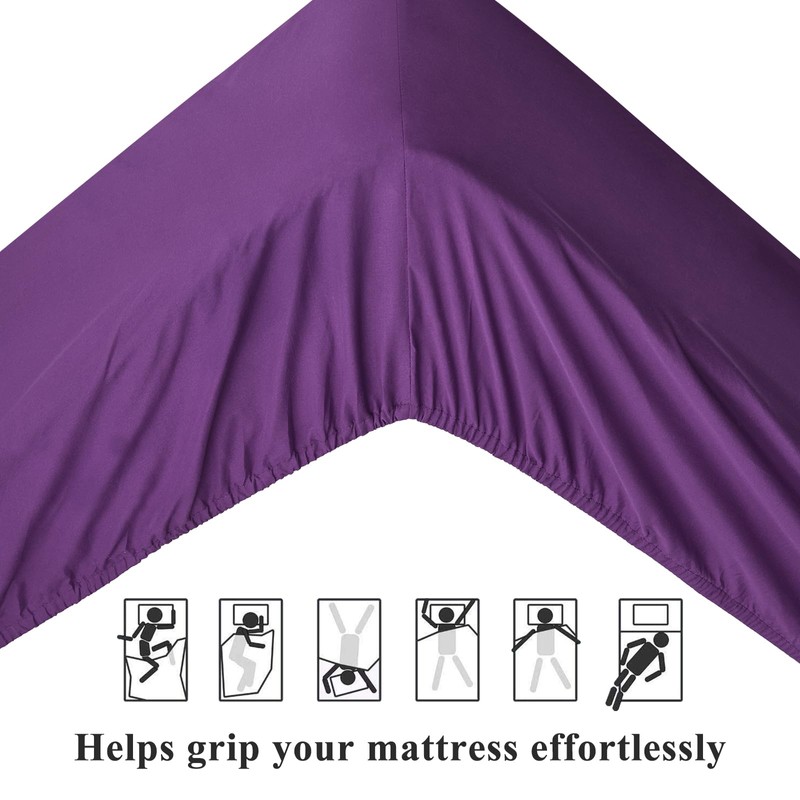 Aisbo King Size Fitted Sheet Purple - Extra Deep Pocket