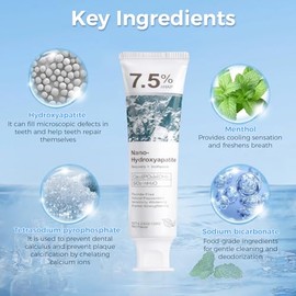 2PCS 7.5% Hydroxyapatite Toothpastes【Remineralize】【Fluoride-Free】【Stain Removal】 Daily Use for Oral Health，Gentle Mint
