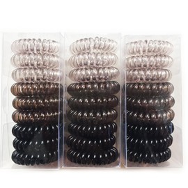 Reazana 27 Pieces Coil Hair Ties Spiral Hair Ties Waterproof Elastic Phone Cord Hair Ties Traceless Ponytail Holder Coils 1.6inch(4cm) No Crease Hair Bands for Women and Girls Thick Hair (Ombre Black)