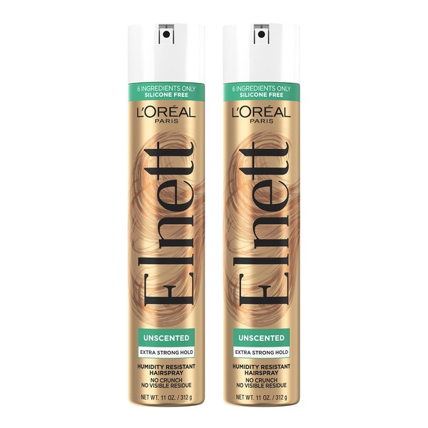 L'Oreal Paris Hair Care Elnett Satin Extra Strong Hold Hairspray, Unscented, 11 Ounce (Pack of 2)