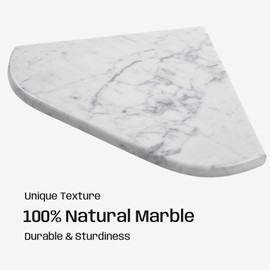 Adolif Carrara White Marble Corner Shelf, 100% Natural Marble, Polished, 8"x8"x3/4", Carrara White Marble Corner Shelf for Shower Enclosure Decor, 1 Sheet