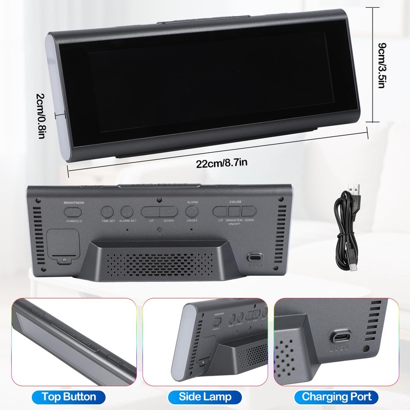 Seutgjie LED Digital Clock, Digital Desk Clock with RGB Light