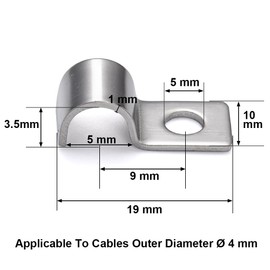 FamlTol Pack of 25 High Performance Single Hole Cable Clamps Metal Cable Holder Cable Clips Metal Cable Clamps for Cable Flush-Mounted Installation Diameter 4 mm
