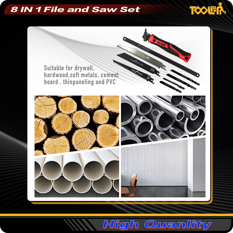 TOOLAN: 8-In-1 Multi Blades Hand Saw, Drywall Cutter. Hacksaw. Long