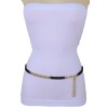Unbranded Women Celebrity Style Belt Gold Black Metal Chain Links