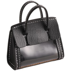 smasol Mini Bag Style Smart Key Case, Genuine Leather, Women's, Clear, With Window, Dull Color, 2 Card Case, Suica Compatible, For Commutes, Cute, Stylish, Black / S