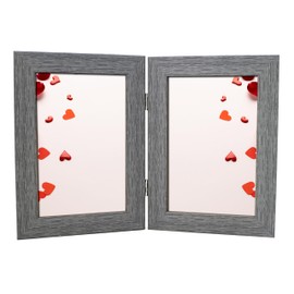 Double Photo Picture Frame 6 x 4, Dark Grey, Holds 2 Photographs, Twin Hinged 6x4 10 x 15 cm Picture Frames, Grey Frames, Photo Frame, 6x4 Photo Frames, Picture Frames, 4x6 Photo Frames