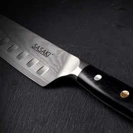 Sasaki Masuta Japanese AUS-10 Stainless Steel Santoku Knife with Locking Sheath, 7-Inch