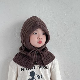 [International] Kids' Balaclava - Korean Knit Hat for Boys & Girls (Autumn/Winter) lf2376 Free Size/49-53cm Black 3ea