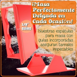 Tamales Masa Spreaders - Kitchen Utensils - Easy Grip Ergonomic Handle by Mindful Design (2 Pack, Red)