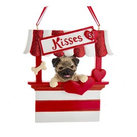 The Bridge Collection 4-Inch Pug Kisses Dog Christmas Ornament - Festive Puppy in Kissing Booth Holiday Decoration