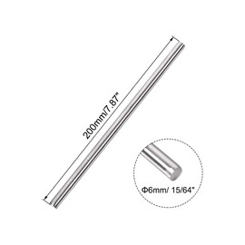 sourcing map 6mm x 200mm 304 Stainless Steel Solid Round Rod for DIY Craft - 10pcs