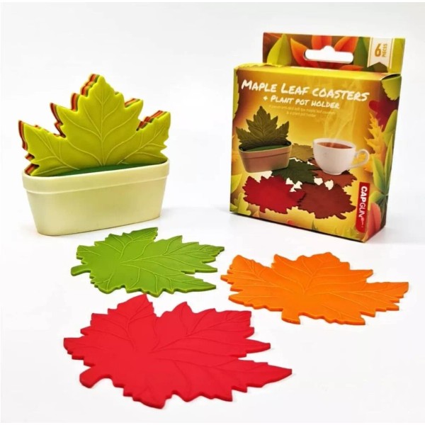 Unbranded Cute Maple Leaf Decor Novelty Drink Coasters Set of