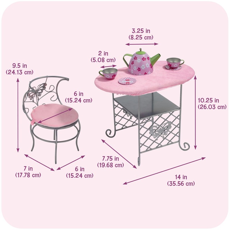 Badger Basket Elegant Tea Time Metal Doll Table and Chair