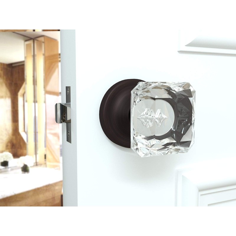 Dummy Princess Cut Crystal Door Knobs Venetian Bronze Round Rosette