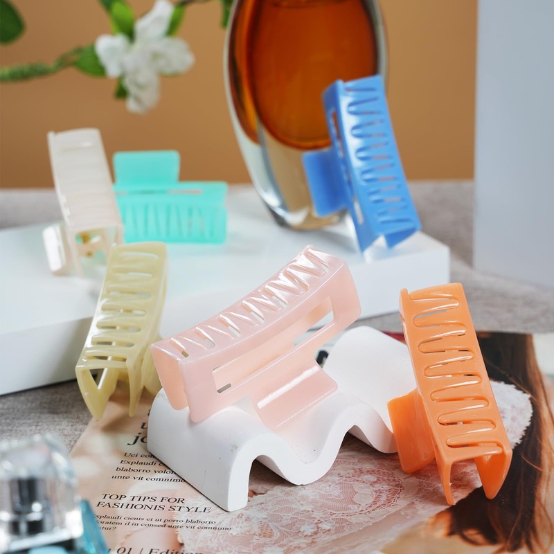 CHAOBANG Hair Clip Claw,Candy Color,6pcs Rectangular Colorful Hair Clips for