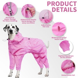 OUOBOB Dog Raincoat, Dog Raincoats for Medium Dogs, Dog Rain Jacket with Clear Hooded, Waterproof Dog Poncho Snow-Proof Dog Vest Rainwear, Rain Clothes Apparel with Leash Hole French Bulldog Pink M