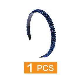 Traziewell Blue Headband Birthday Girl Rhinestone Headbands Sparkle Ladies Hairband with Beads Retro Hair Hoop for Women, 2619