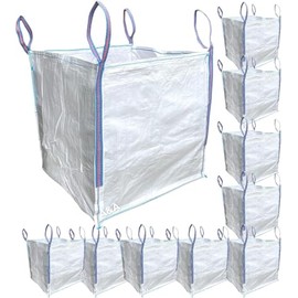 A&A SUPPLIES UK - 10 x 1 Tonne 90x90x90cm FIBC Bulk Builders Bag Garden Waste Heavy Duty Industrial Strong Woven Material Dumpy Jumbo Sacks Ton by A&A Supplies (10 Bags)
