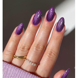 JMEOWIO Nagelfolie UV Härtend Dunkelviolettes Katzenauge UV Gel Nail Strips Nagelsticker Nagelaufkleber Nail Art Dekoration Nageldesign Zubehör