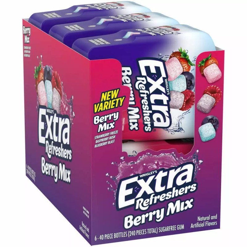 Extra Refreshers Berry Mix Gum, 3.21-Ounce 40-Piece Bottle (Pack of