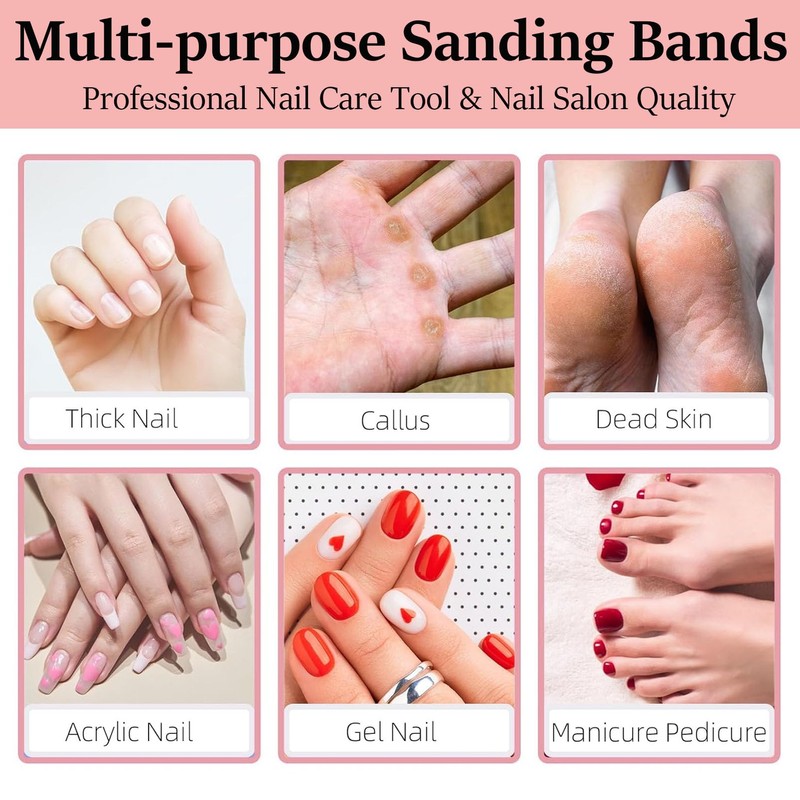 DMQ Sanding Bands for Nail Drill, 100Pcs Mini Extra Fine