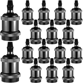 Hortsun 16 Pcs E26 Vintage Ceramic Light Sockets, Pearl Black