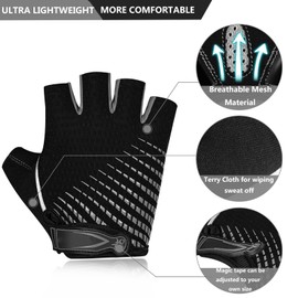 BIKINGMOREOK Cycling Gloves Bike Gloves for Men Women,Breathable Bicycle Gloves,5MM Gel Pads Mountain Bike Gloves,Non-Slip DH Road MTB Biking Gloves for Cycling,Workout Sports-Gray-M