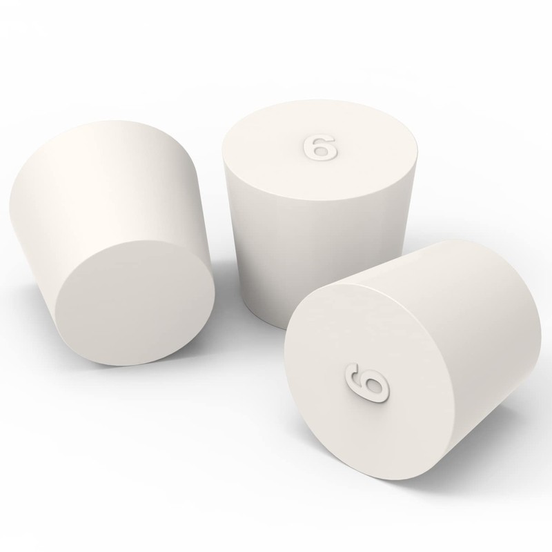 FunChem Pack of 10 Solid Rubber Stoppers Size 6# White