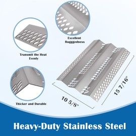 Heat Plate for AOG 24NB, 24NG, 24NP, 24PC, 30NB, 30PC, 36NB, 36PC, 24-B-06 24NB-00SP 24NP-00SP grill parts, Dyna Glo DCP480CSP Grill Replacement Parts, 3 Pcs Stainless Steel Grill Tube Burner Cover