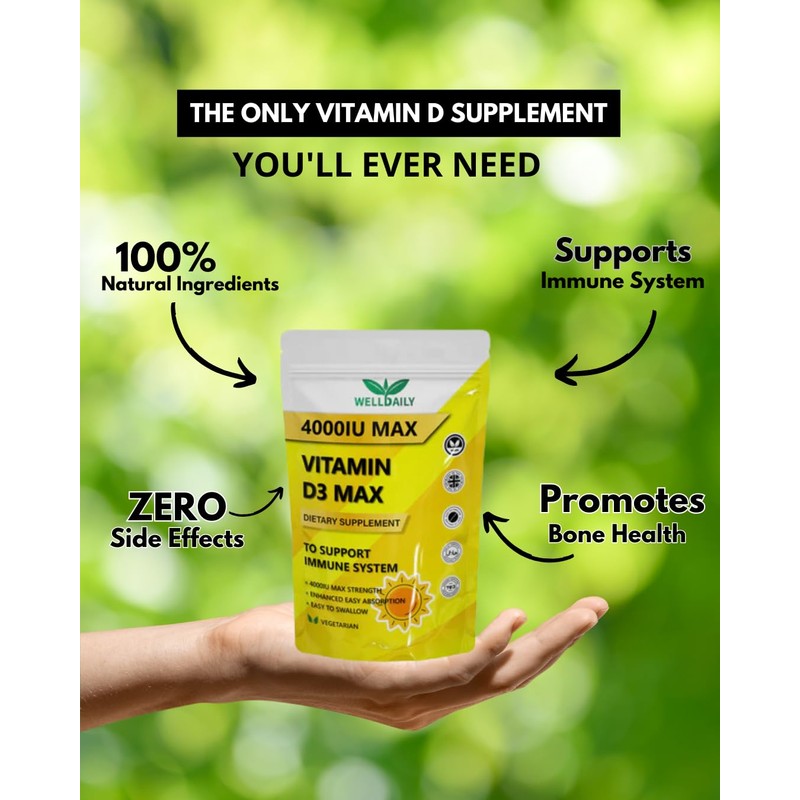 4000IU Max Vitamin D3 | Vegan, Halal & Kosher |