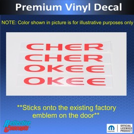 Reflective Concepts Cherokee Door Emblem Overlay Decal Stickers - Fits: 2014-2023 Jeep Cherokee - (Color: Reflective Medium Blue)